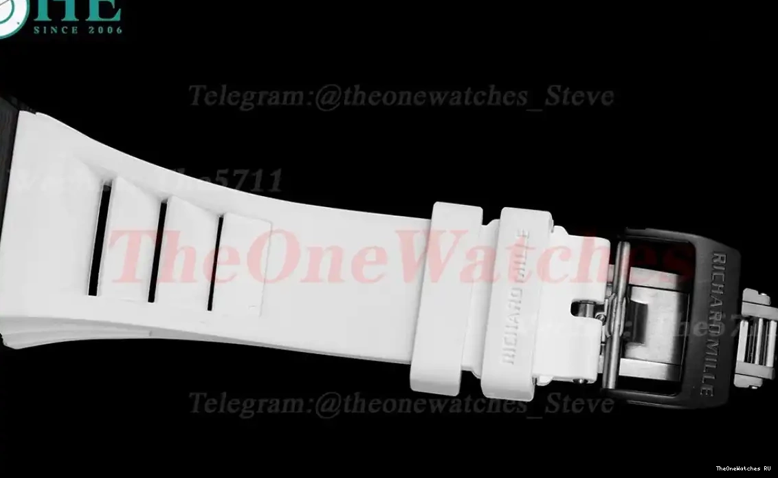 Strap White On Skeleton NTPT Dial Blue BBRF Rubber RM055 Real RMUL2 0417
